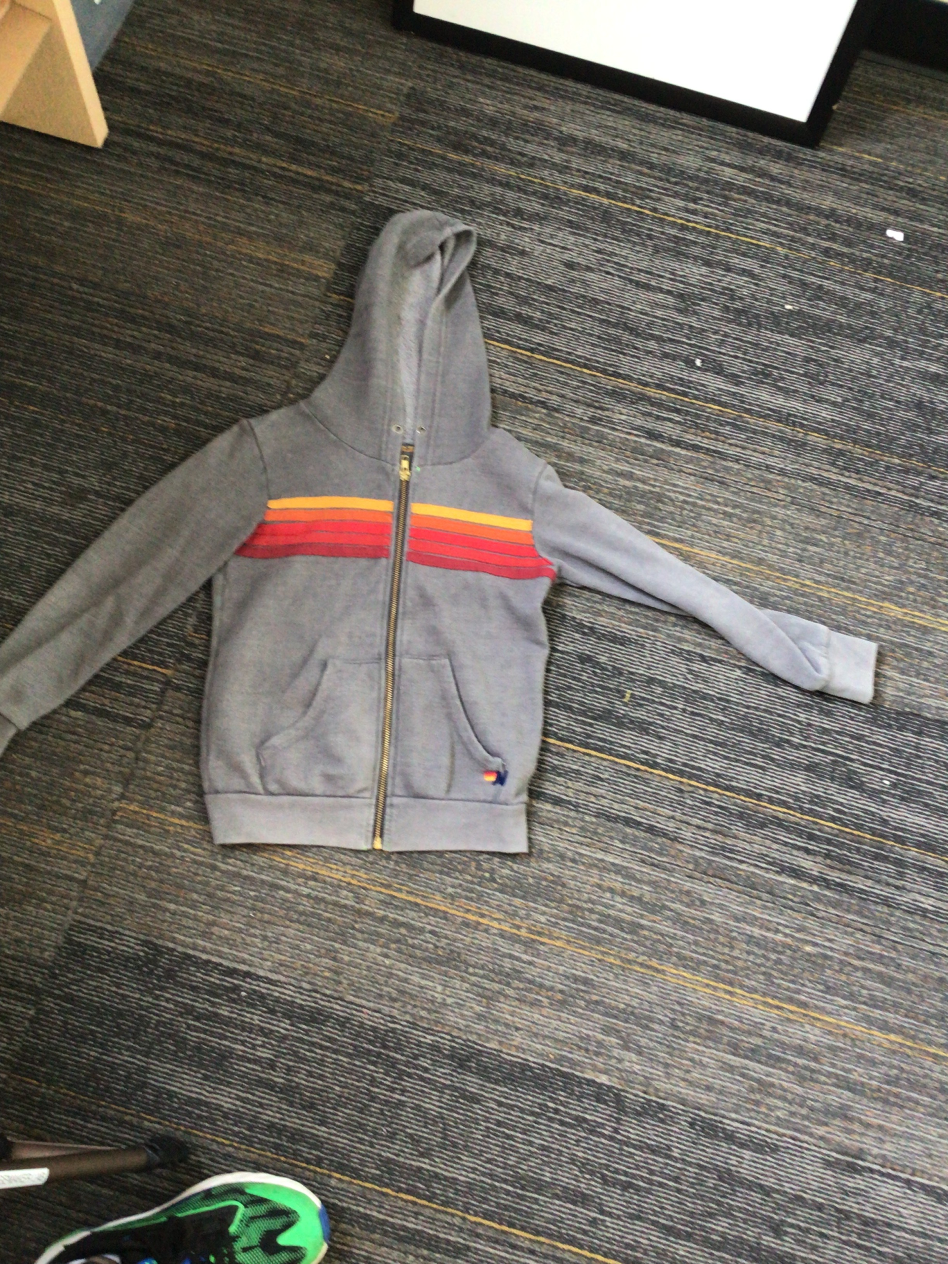 Grey Striped Hoodie